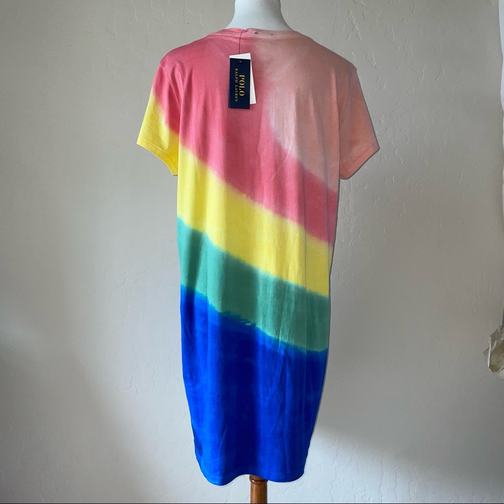🎉HP🎉New! Polo Ralph Lauren Cotton Tie Dye Rainbow Ombre TShirt Dress Womens XL - Picture 4 of 14